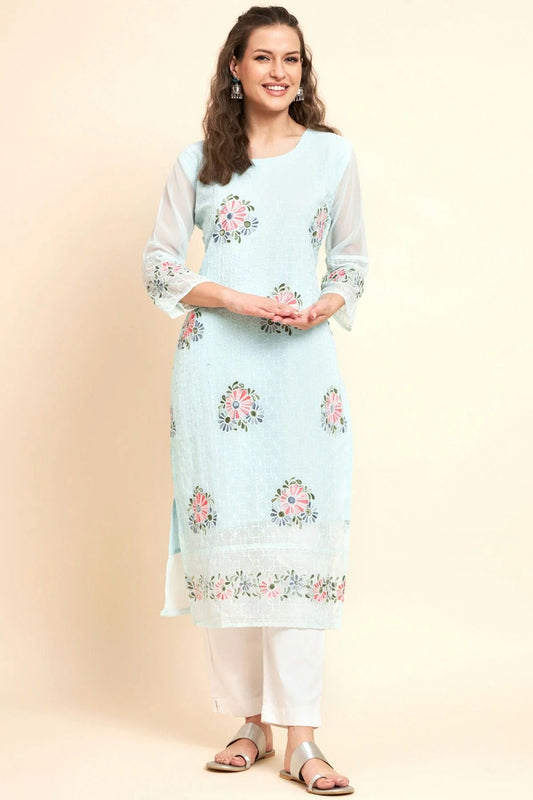 Sky Blue Colour Georgette Kurti KR1111065