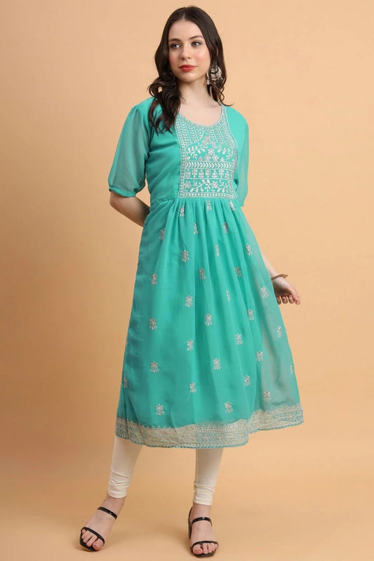 Sky Blue Colour Georgette Kurti KR1111171