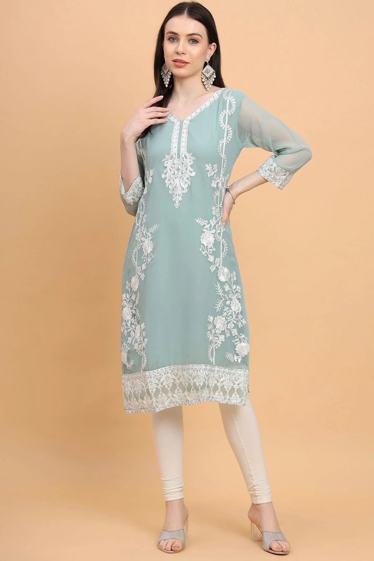 Sky Blue Colour Georgette Kurti KR1111181