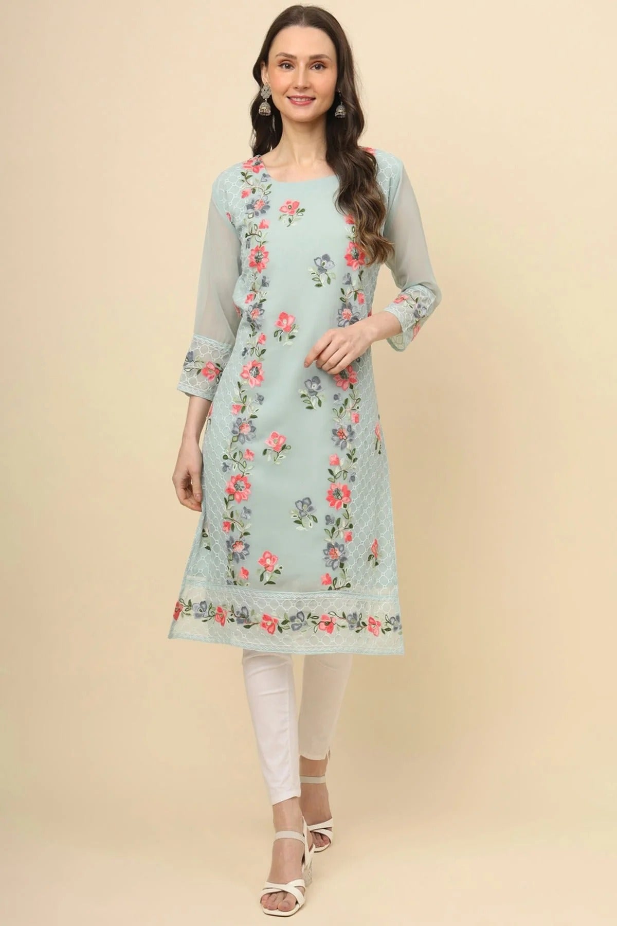 Sky Blue Colour Georgette Kurti KR1111191