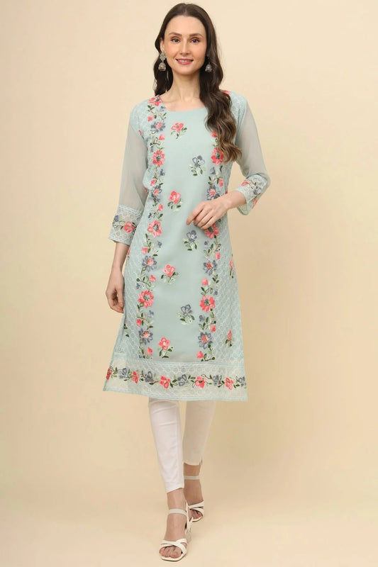 Sky Blue Colour Georgette Kurti KR1111191