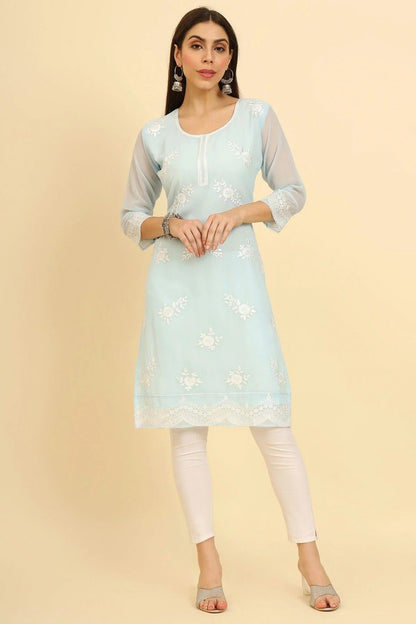 Sky Blue Colour Georgette Kurti KR1111223