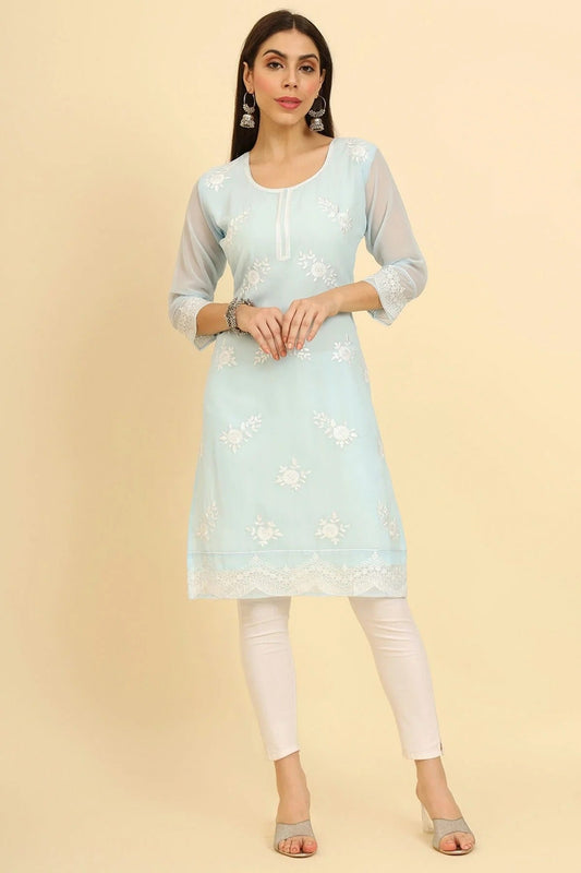 Sky Blue Colour Georgette Kurti KR1111223