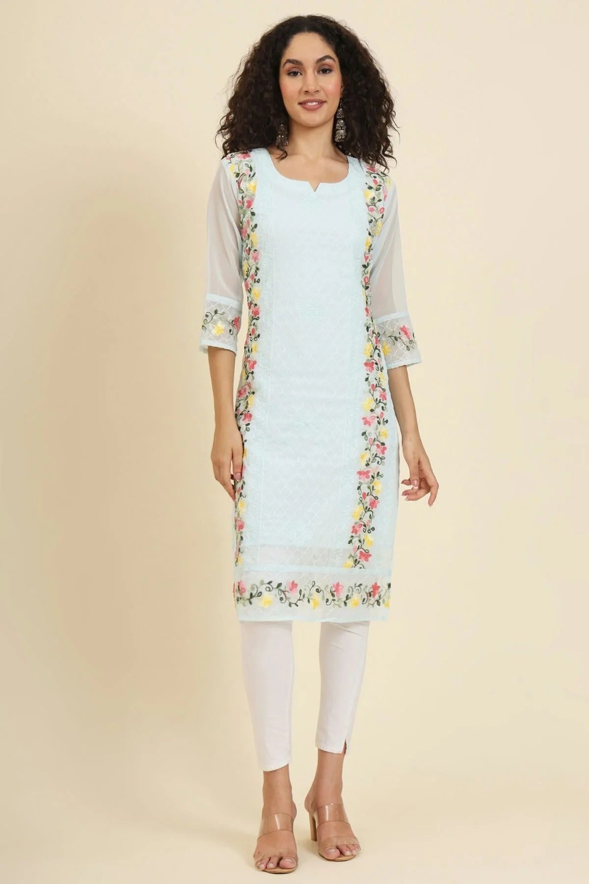Sky Blue Colour Georgette Kurti KR1111233
