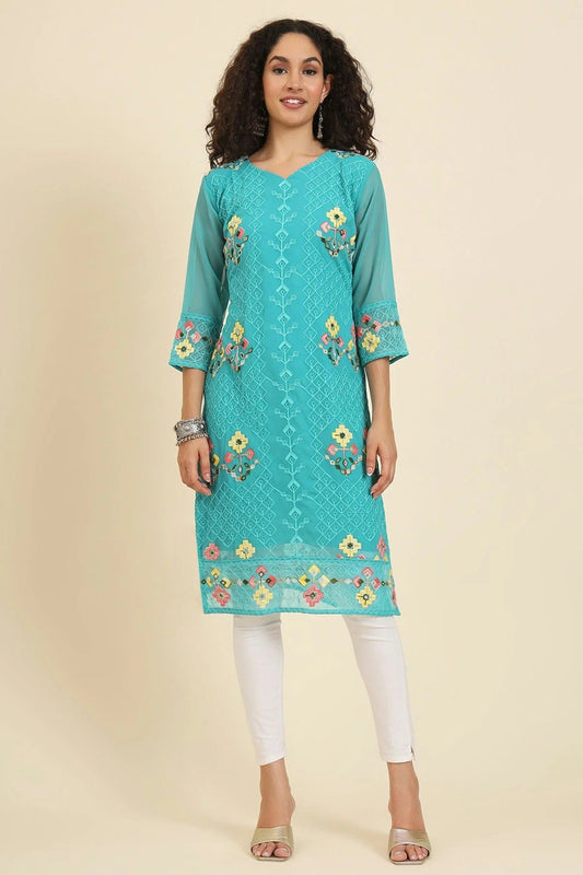 Sky Blue Colour Georgette Kurti KR1111247