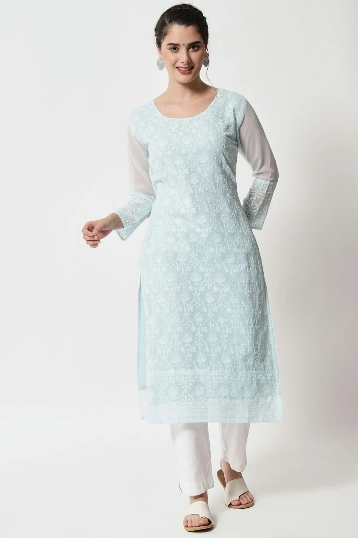 Sky Blue Colour Georgette Kurti KR1111282
