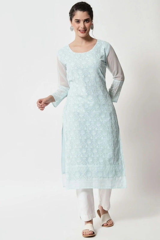 Sky Blue Colour Georgette Kurti KR1111282