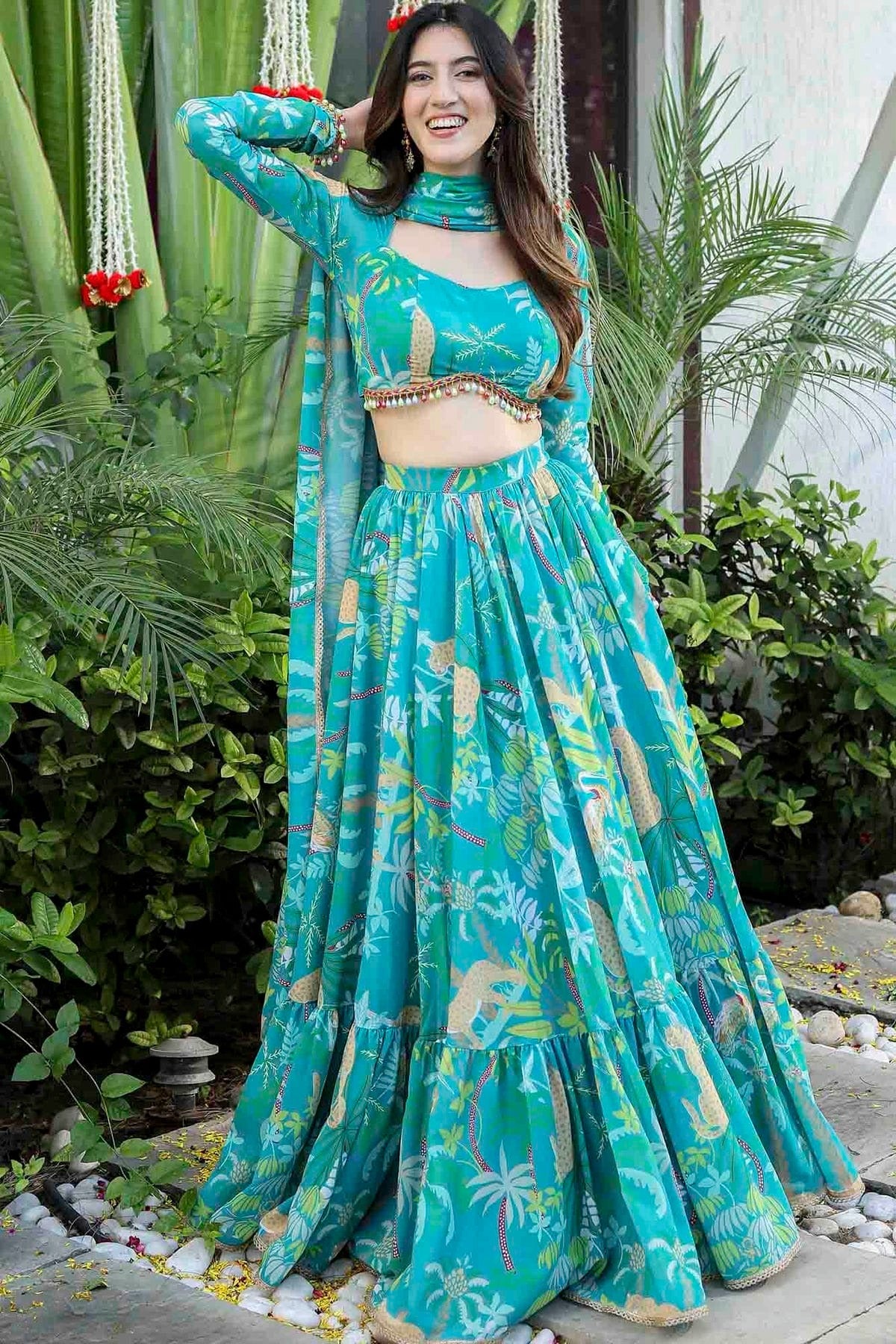 Sky Blue Colour Georgette Lehenga Choli LC1113150