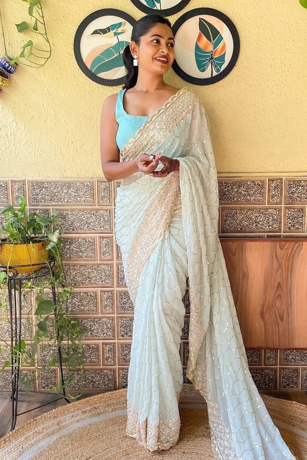 Sky Blue Colour Georgette Saree SD1110152