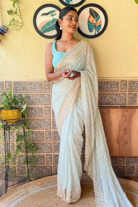 Sky Blue Colour Georgette Saree SD1110152