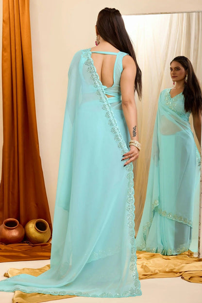 Sky Blue Colour Georgette Saree SD1110205 A
