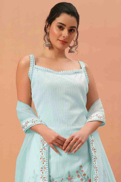 Sky Blue Colour Georgette Stitched Sharara Suit SS1140741 A
