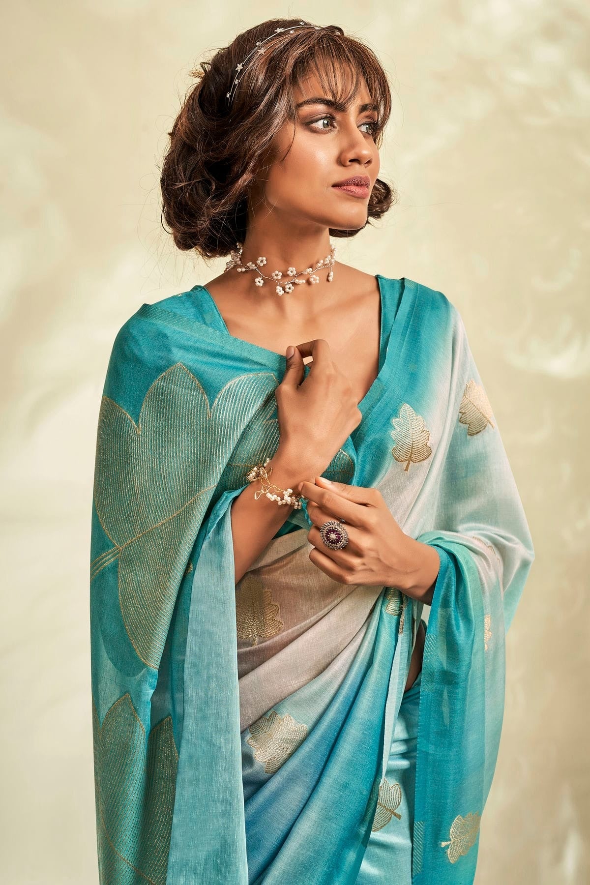 Sky Blue Colour Handloom Khadi Saree SD1110033 A