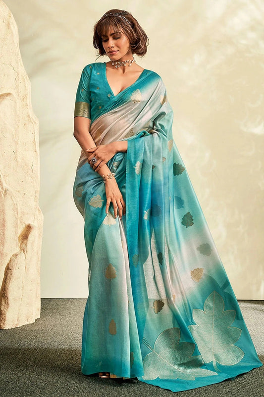 Sky Blue Colour Handloom Khadi Saree SD1110033