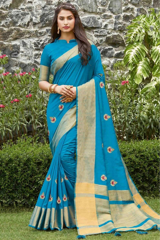 Sky Blue Colour Handloom Silk Traditional Saree SD1100011