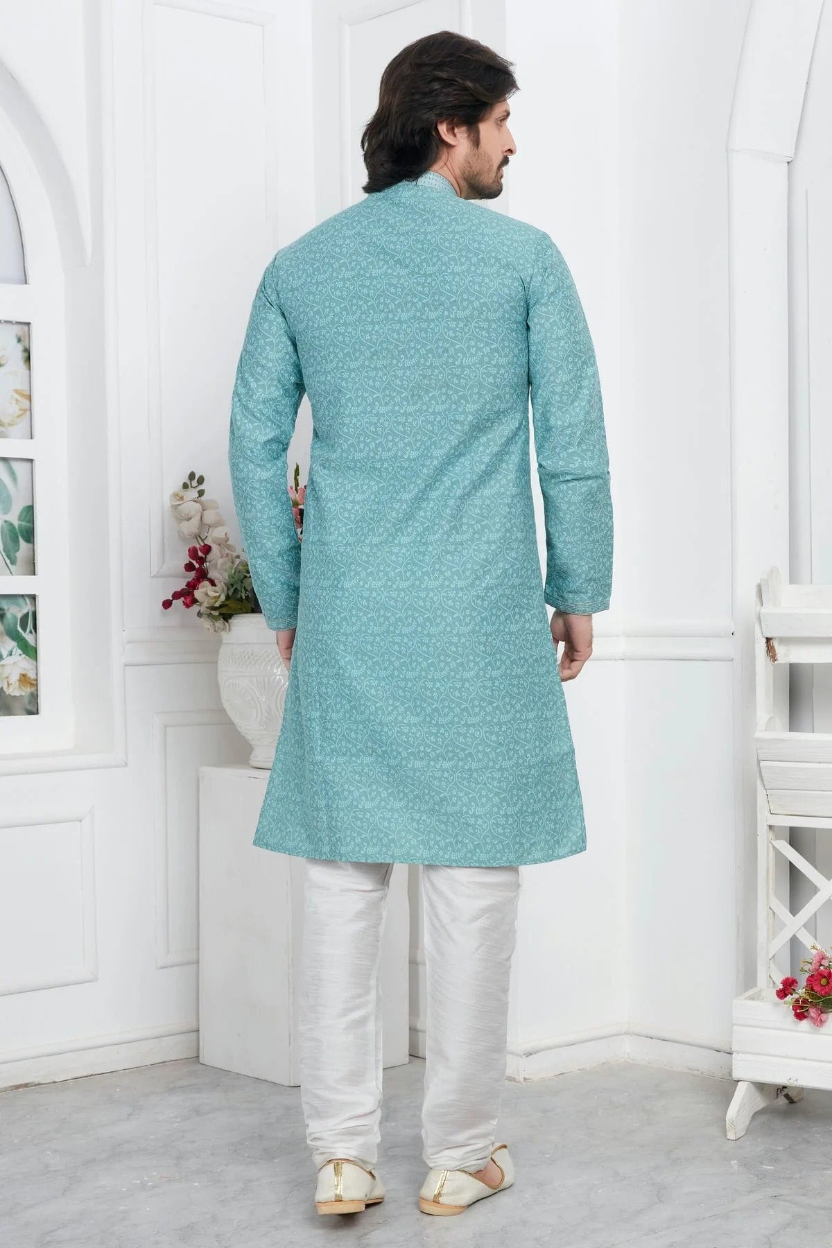 Sky Blue Colour Jacquard Silk Brocade Kurta Pajama KP1230210 B