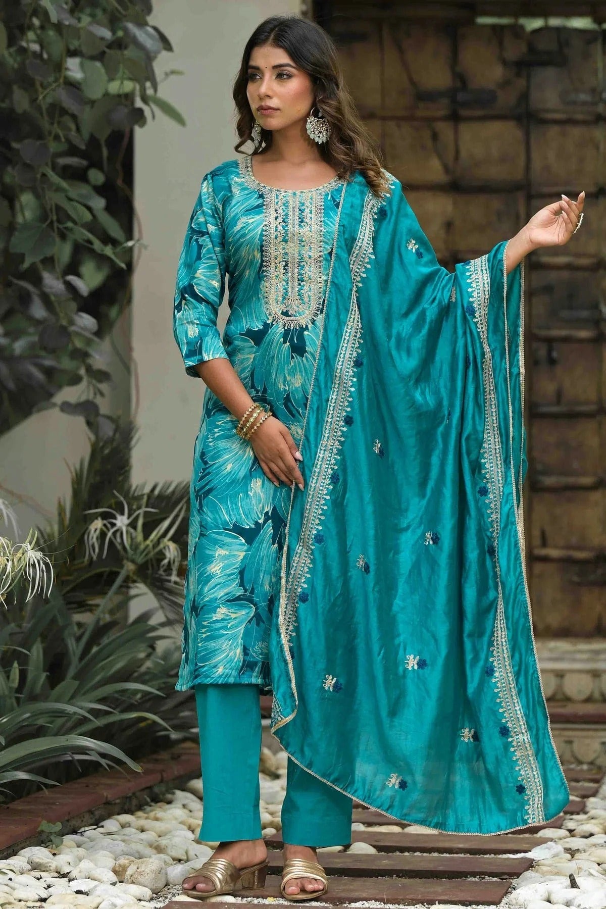 Sky Blue Colour Jam Cotton Stitched Pant Style Suit SS1140734