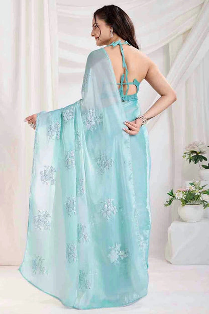 Sky Blue Colour Jimmi Choo Designer Saree SD1112846 A
