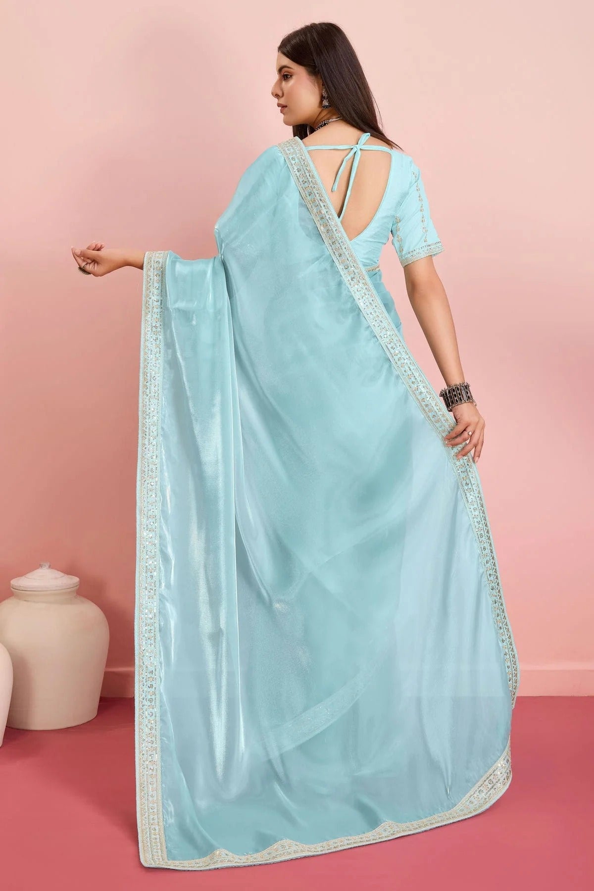 Sky Blue Colour Jimmy Choo Saree SD1110454 A