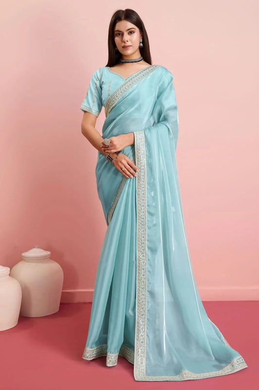 Sky Blue Colour Jimmy Choo Saree SD1110454