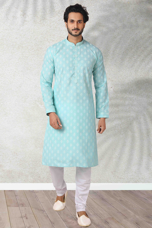 Sky Blue Colour Kurta Pajama In Cotton KP1210114