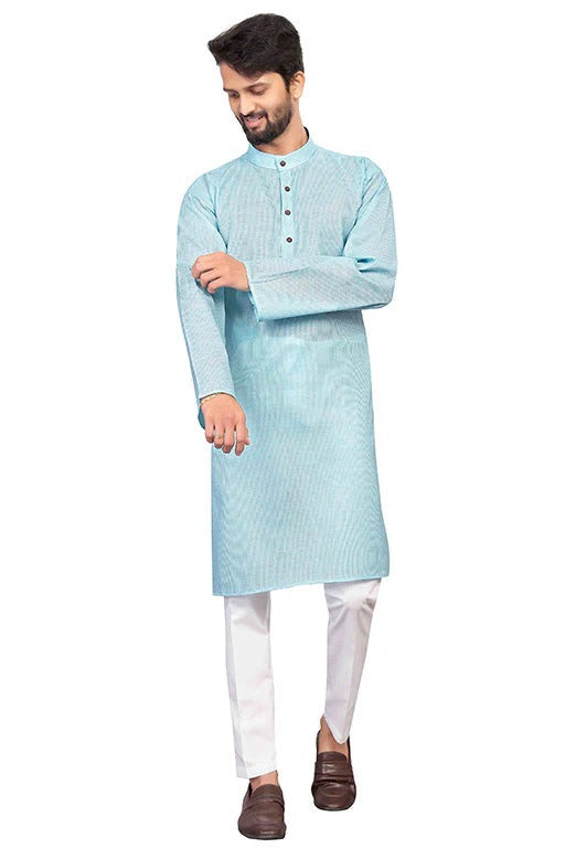 Sky Blue Colour Kurta Pajama In Cotton KP1210193