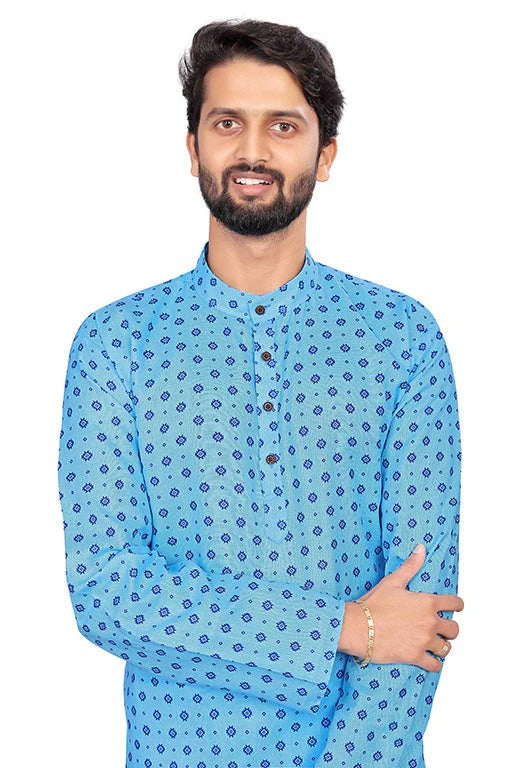 Sky Blue Colour Kurta Pajama In Cotton KP1210201 A