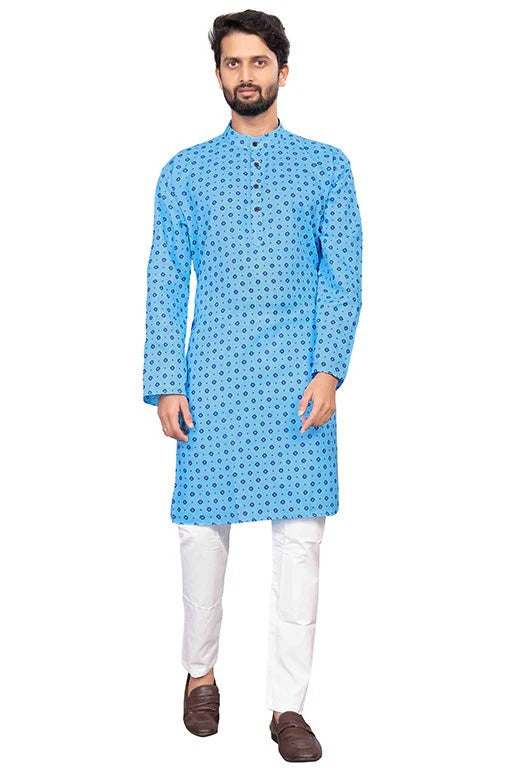 Sky Blue Colour Kurta Pajama In Cotton KP1210201