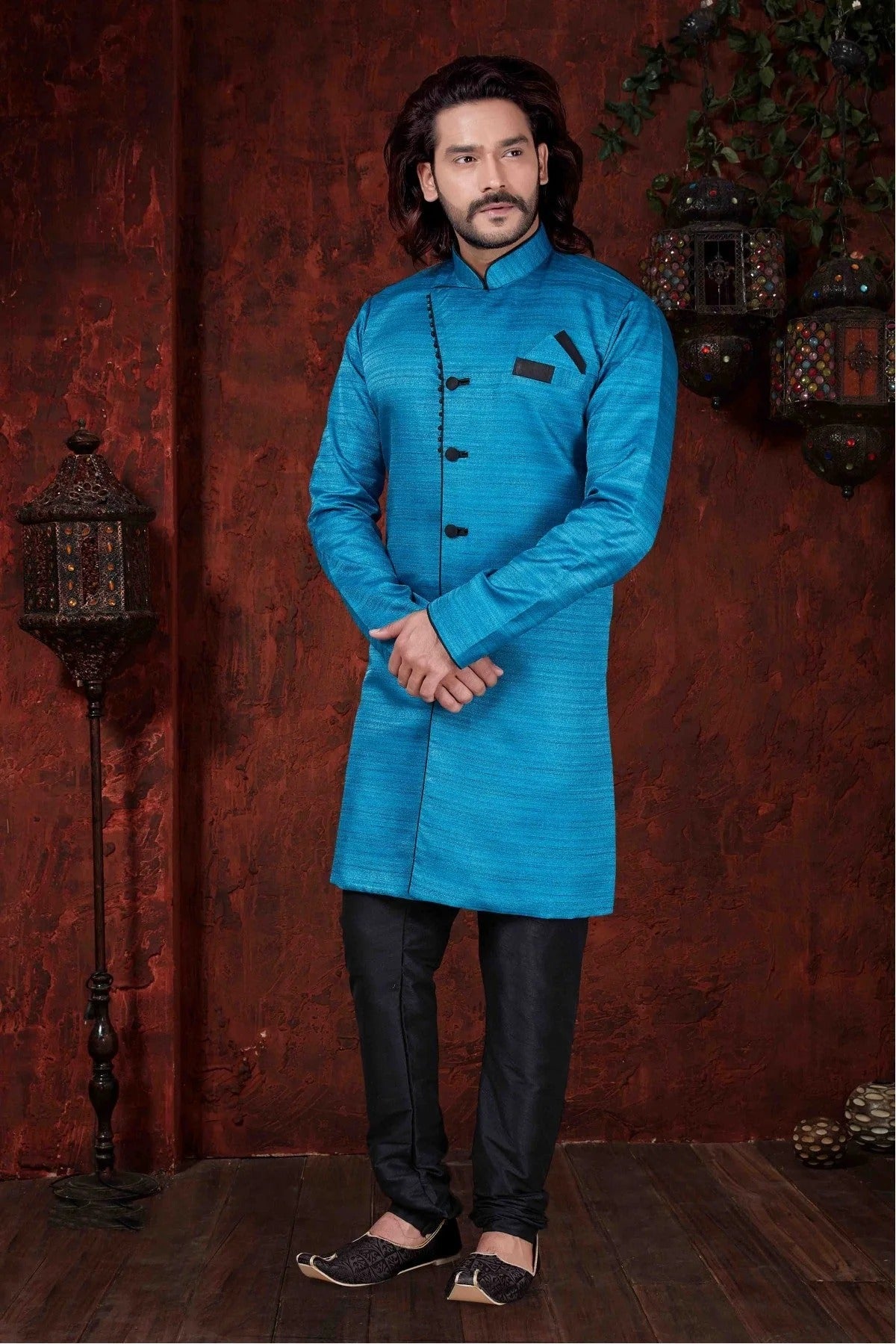 Sky Blue Colour Kurta Pajama In Silk Fabric KP1040042