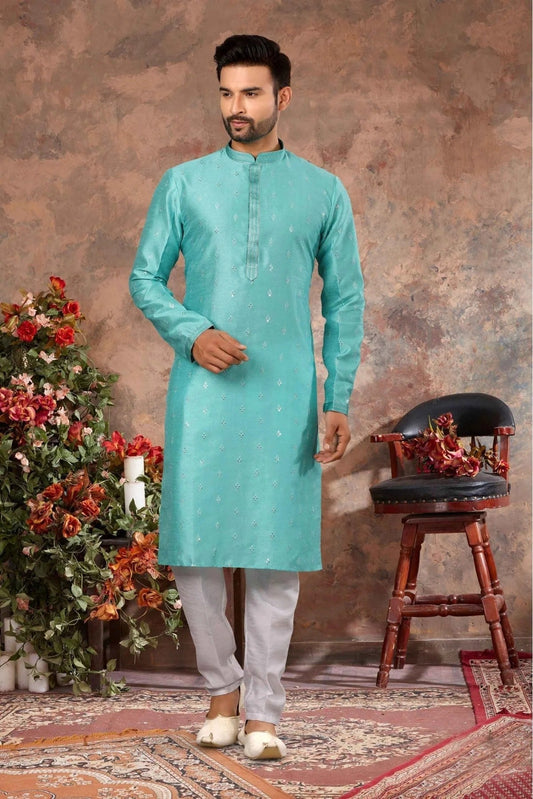 Sky Blue Colour Kurta Pajama In Silk Fabric KP1040133