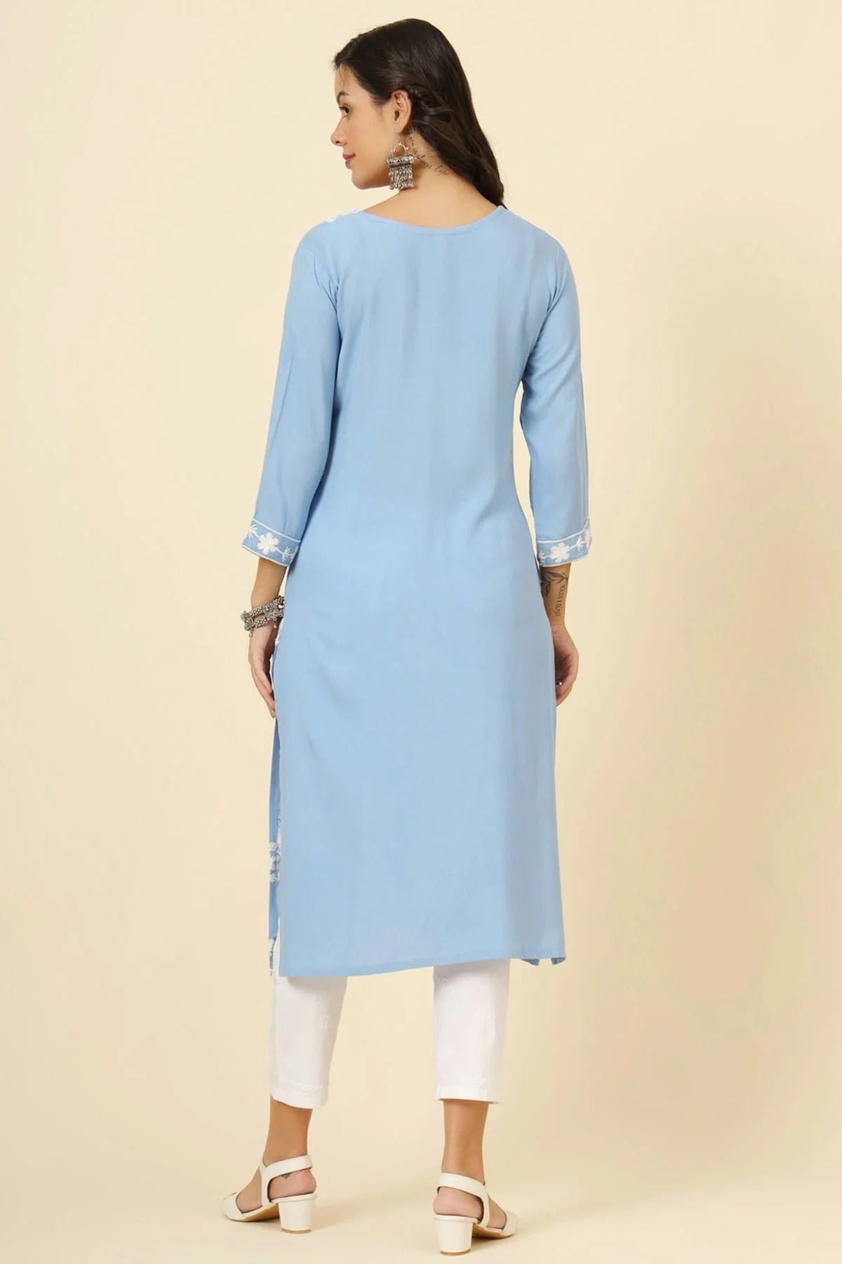Sky Blue Colour Liva Rayon Kurti KR1111255 A