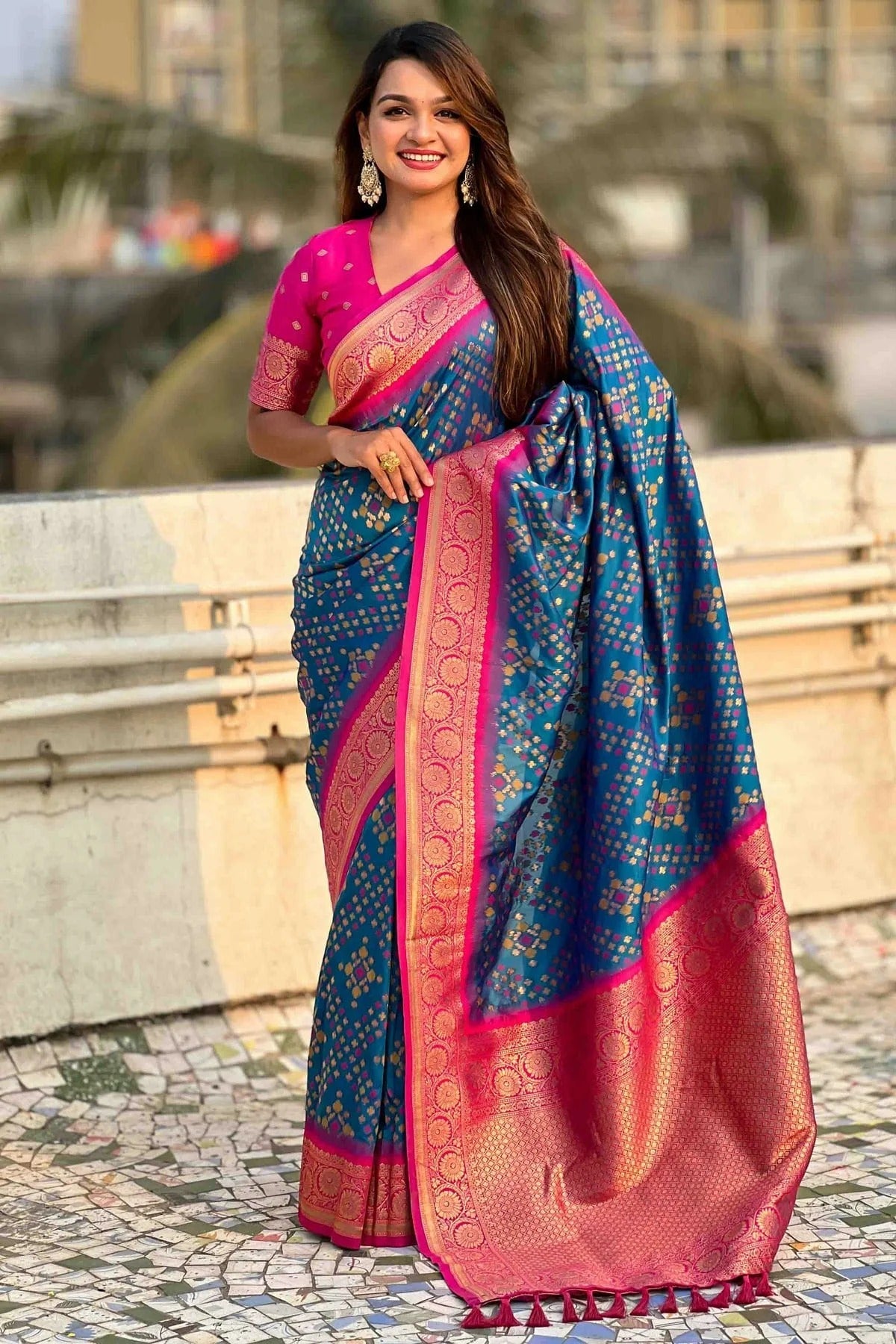 Sky Blue Colour Meenakari Work Patola Silk Traditional Sarees SD1113388