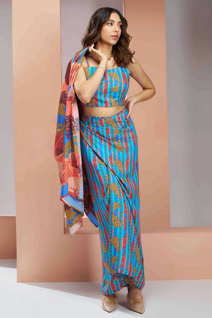 Sky Blue Colour Muslin Silk Co Ord Suit TP1080964 A