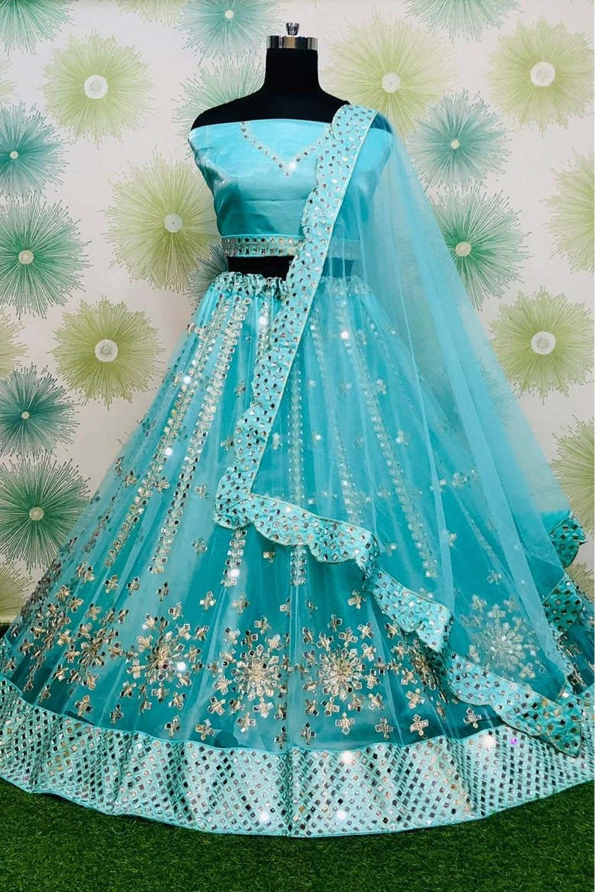 Sky Blue Colour Net Lehenga Choli LC1020123
