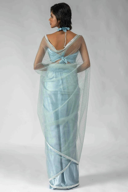 Sky Blue Colour Net Ready To Wear Saree SD1122055 A