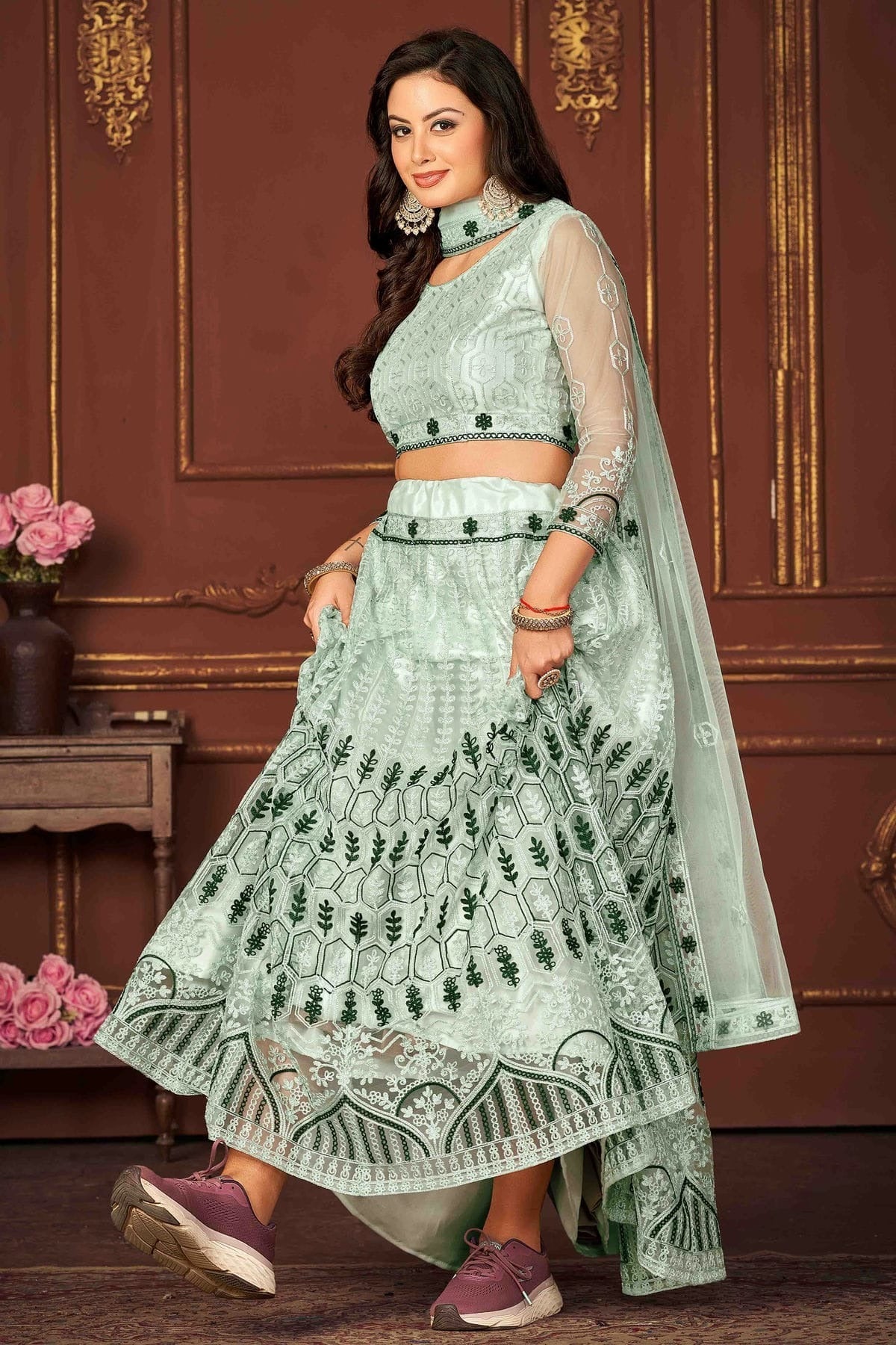 Sky Blue Colour Net Semi Stitched Lehenga Choli LC1170067 A