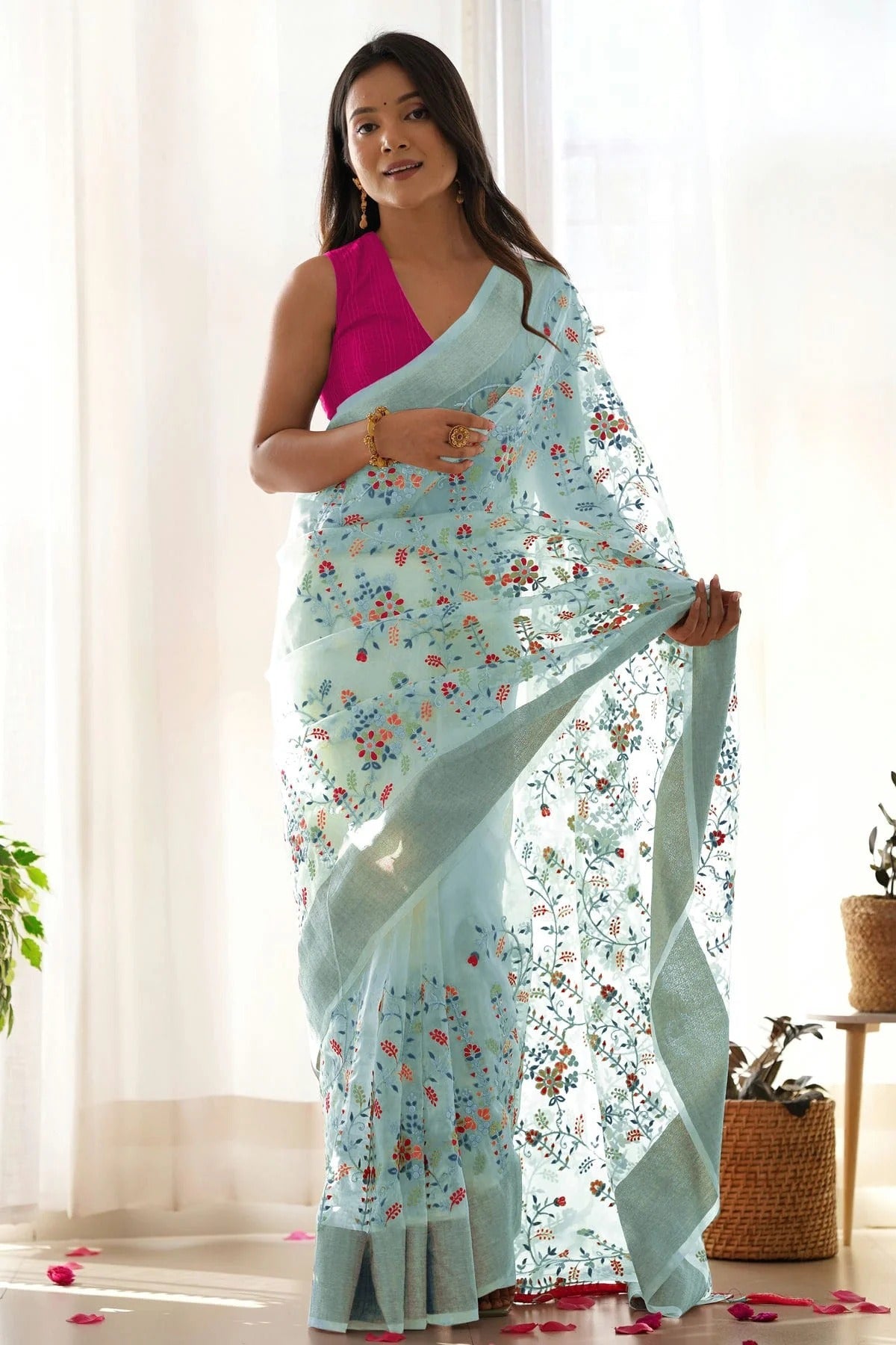 Sky Blue Colour Organza Designer Saree SD1111863