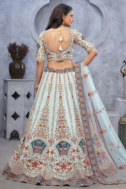 Sky Blue Colour Organza Embroidery Lehenga Choli LC1111374 A