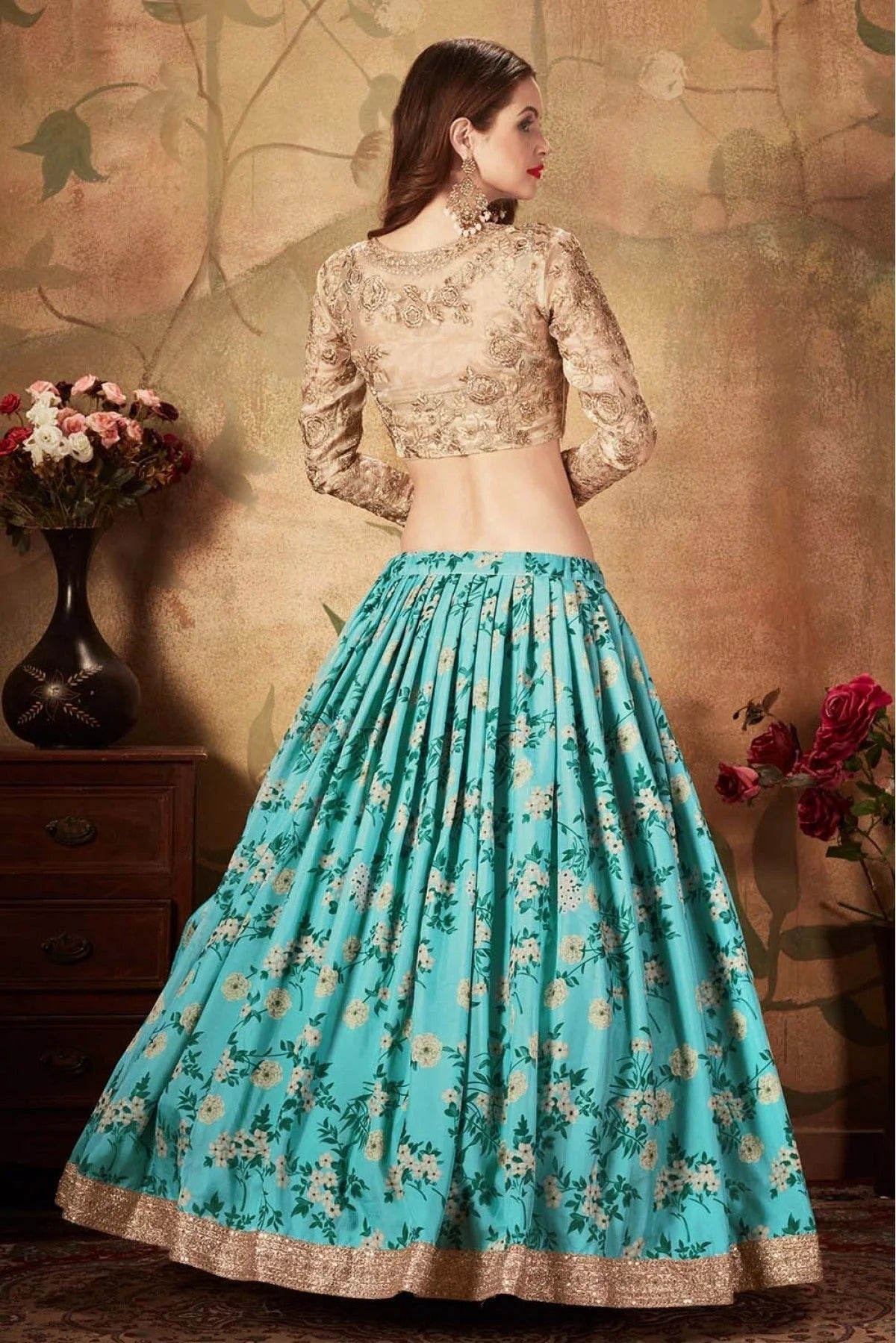 Sky Blue Colour Organza Lehenga Choli LC1010082 C