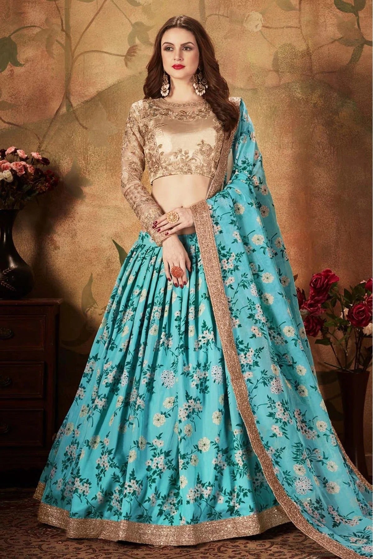 Sky Blue Colour Organza Lehenga Choli LC1010082