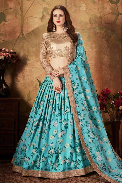 Sky Blue Colour Organza Lehenga Choli LC1010082