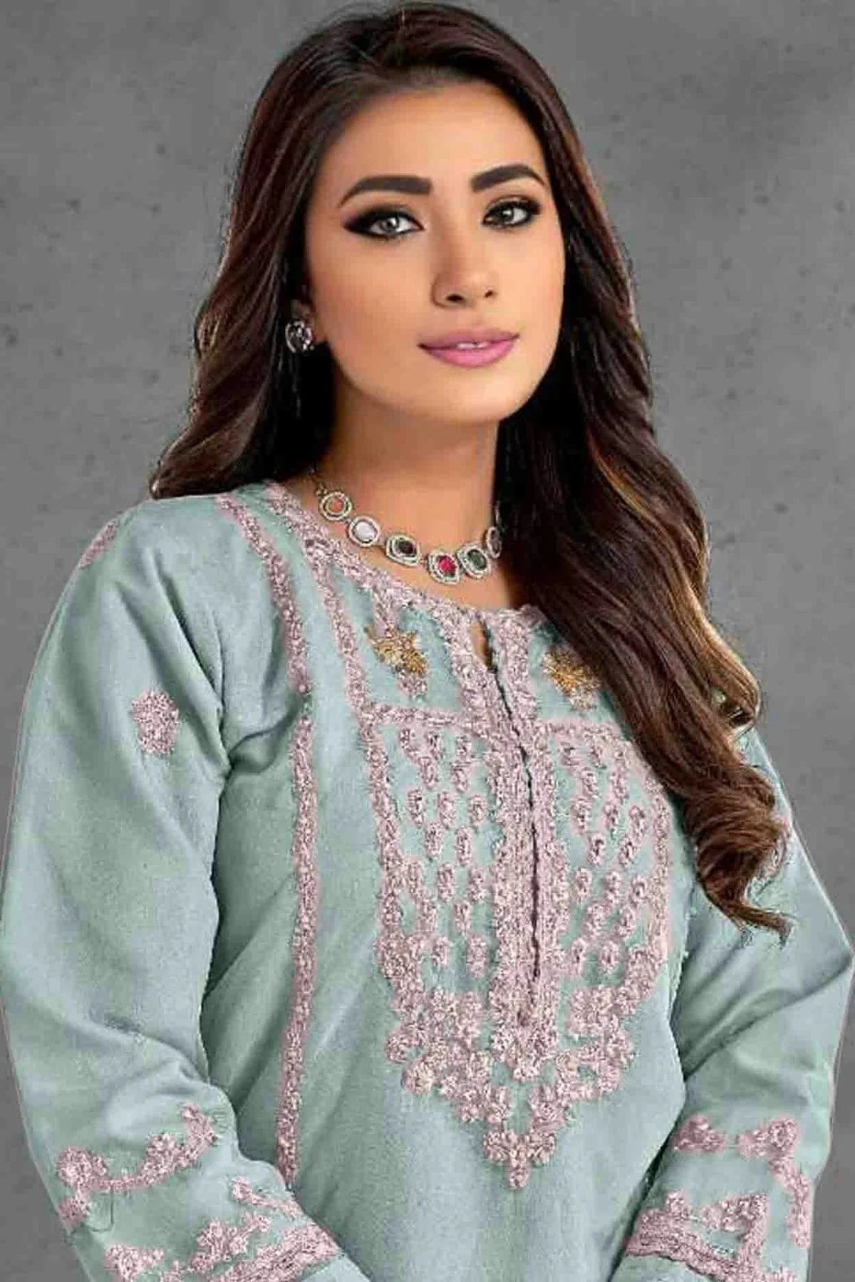 Sky Blue Colour Organza Pakistani Suit SM1140819 A