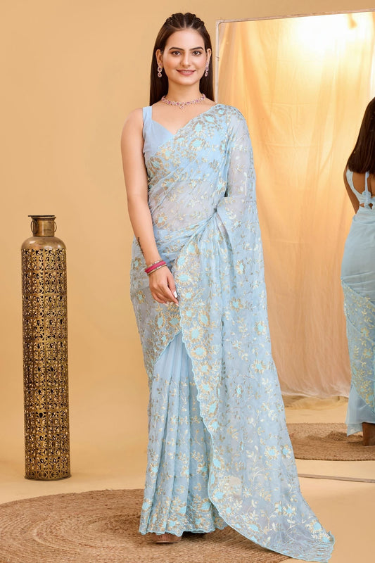 Sky Blue Colour Organza Saree SD1110009