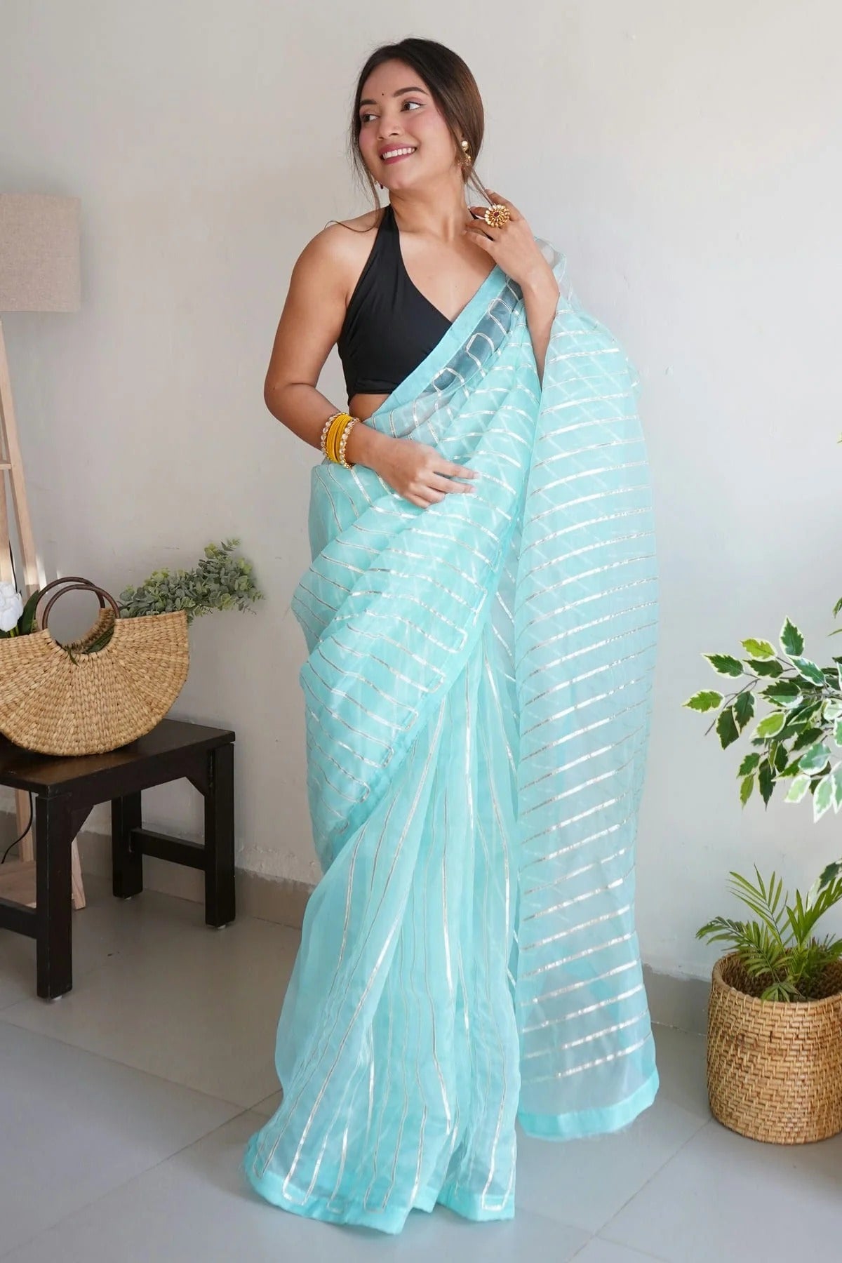 Sky Blue Colour Organza Saree SD1110395 A