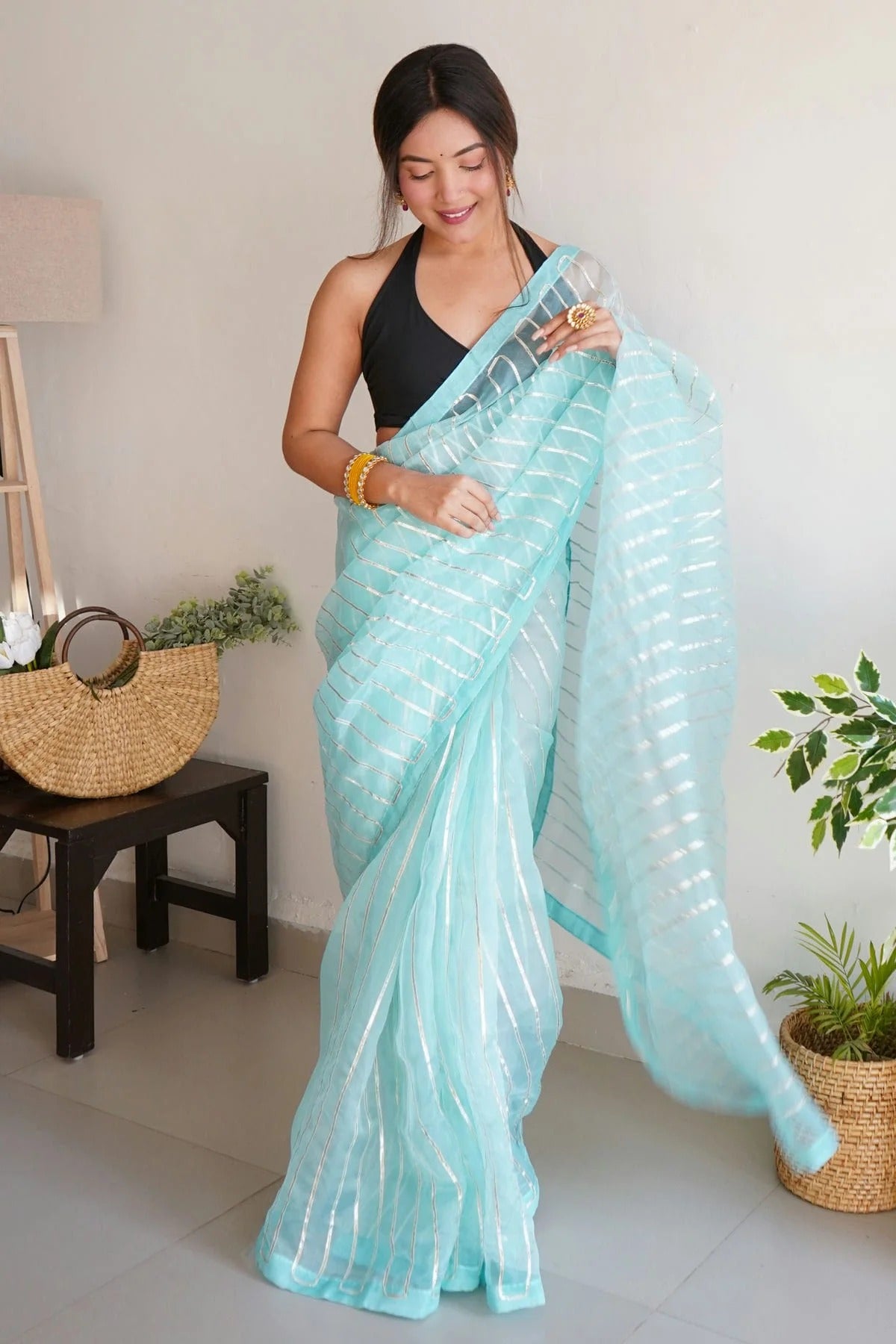 Sky Blue Colour Organza Saree SD1110395
