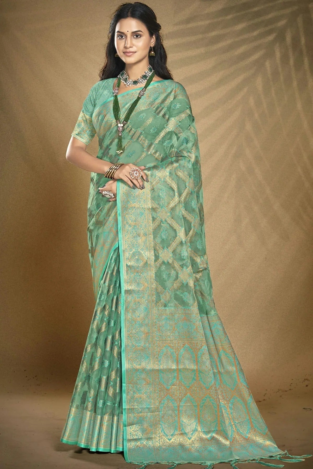Sky Blue Colour Organza Traditional Saree SD1102613