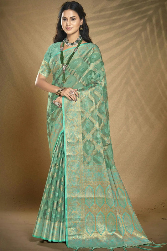 Sky Blue Colour Organza Traditional Saree SD1102613