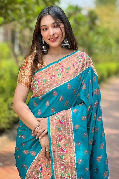Sky Blue Colour Paithani Silk Traditional Saree SD1110917 A