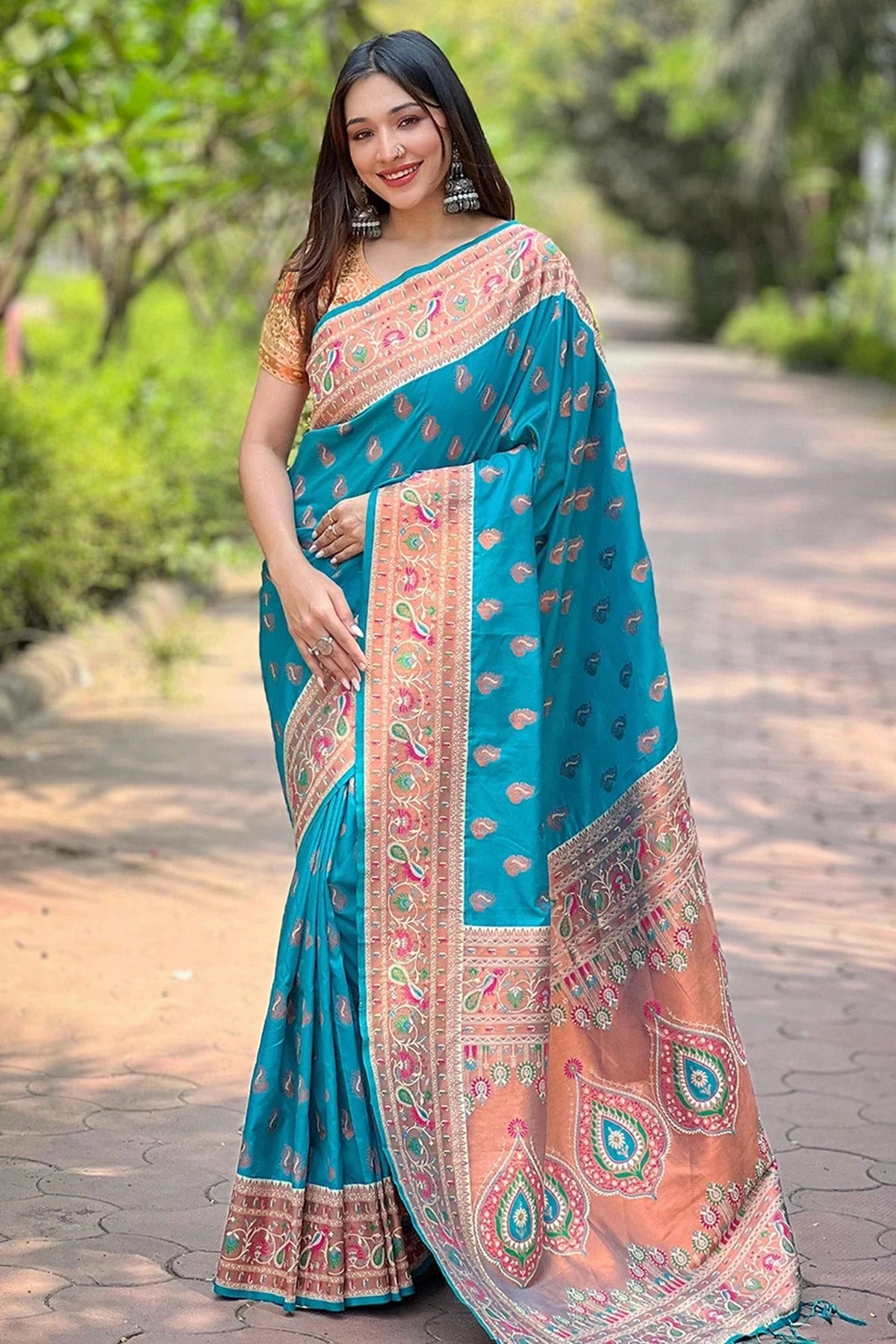 Sky Blue Colour Paithani Silk Traditional Saree SD1110917