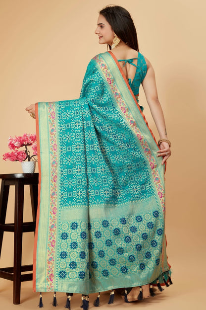 Sky Blue Colour Patola Silk Saree SD1110087 A
